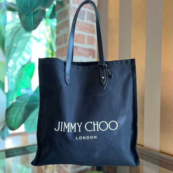 JIMMY CHOO Logo Canvas North South Tote Bag - Picture 1 of 12